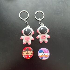 Couples Matching Keychain Set - Pink
